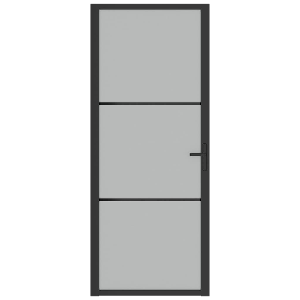 Интериорна врата, 83x201,5 см, черен мат, стъкло и алуминий