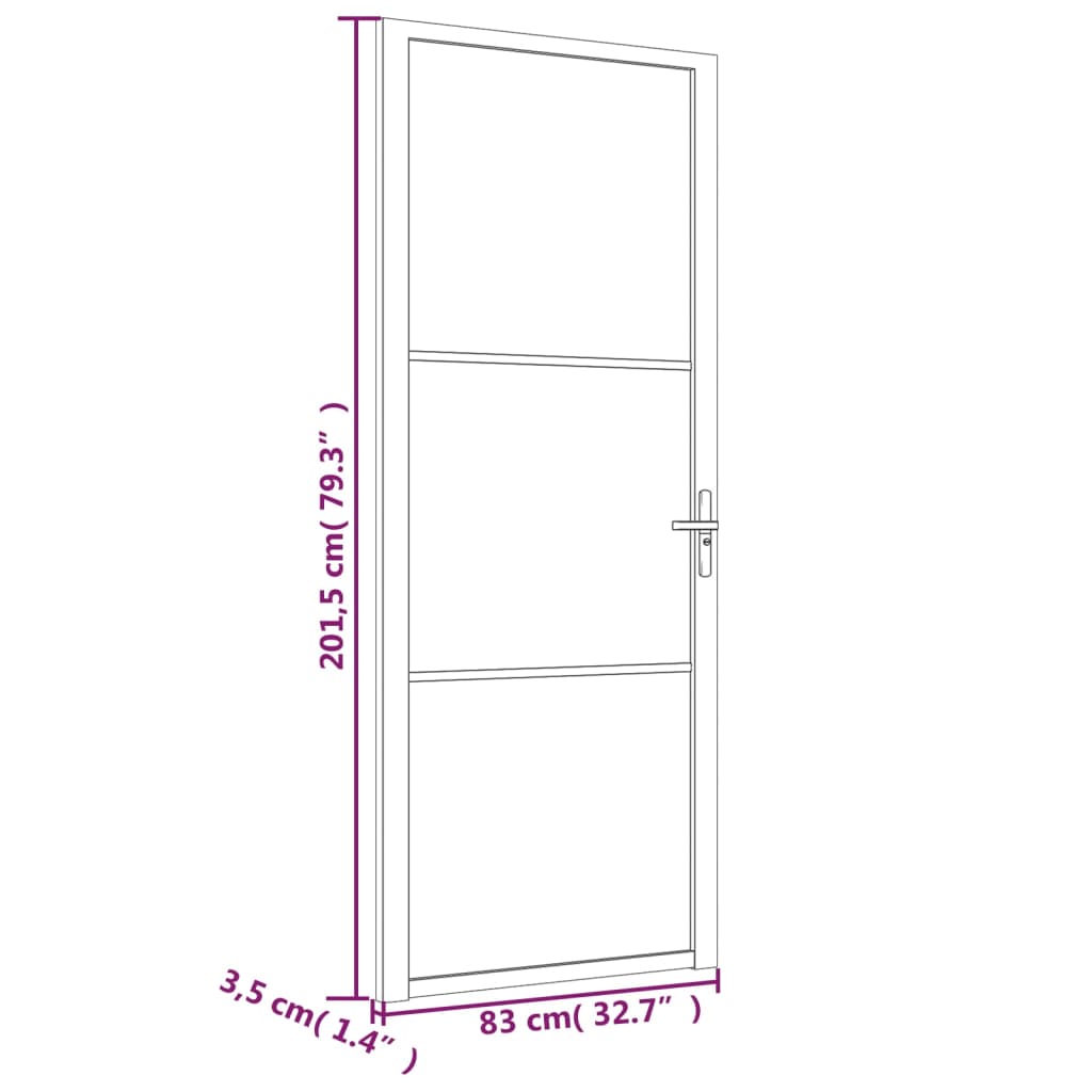 Интериорна врата, 83x201,5 см, черен мат, стъкло и алуминий