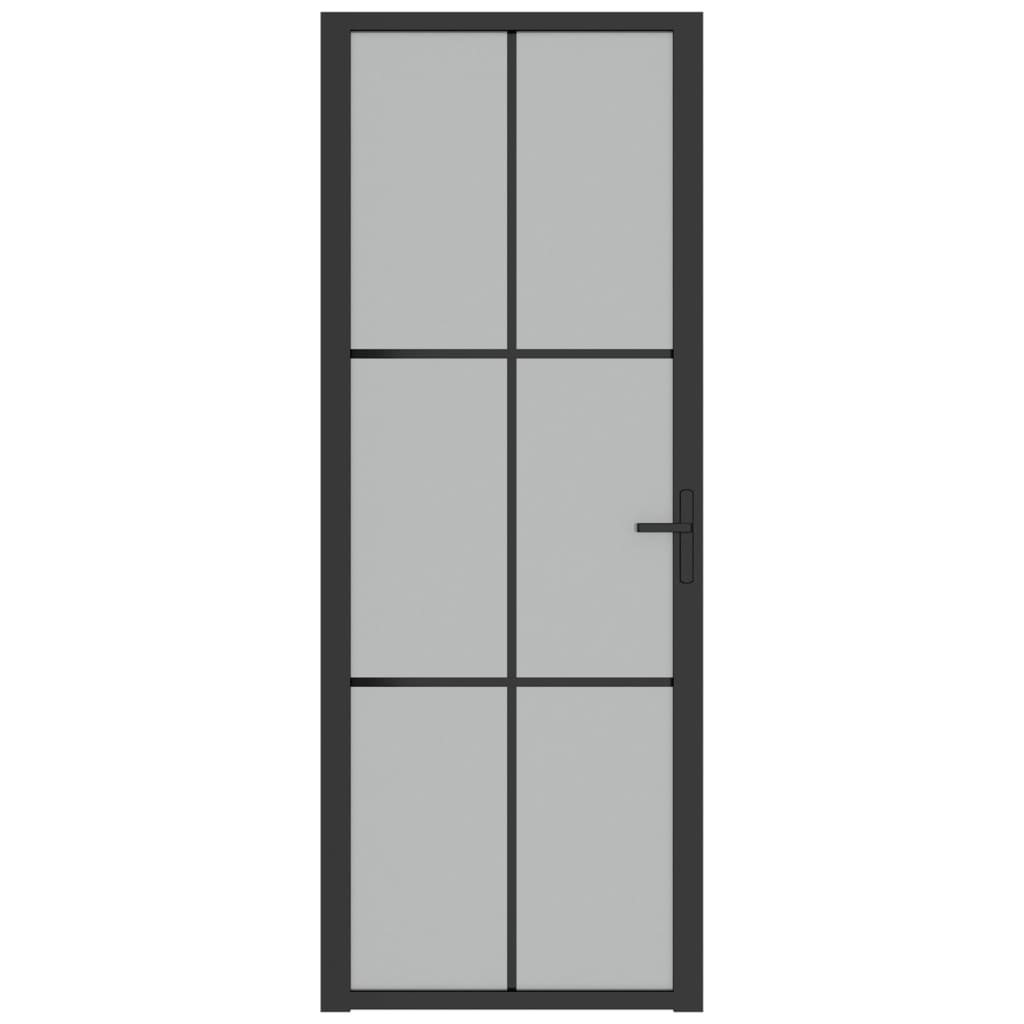 Интериорна врата, 76x201,5 см, черен мат, стъкло и алуминий