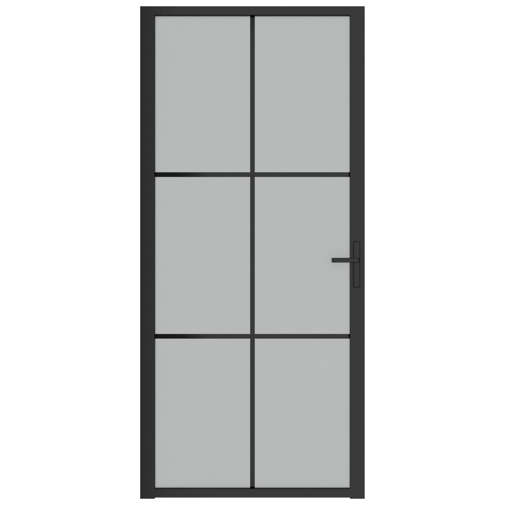 Интериорна врата, 93x201,5 см, черен мат, стъкло и алуминий