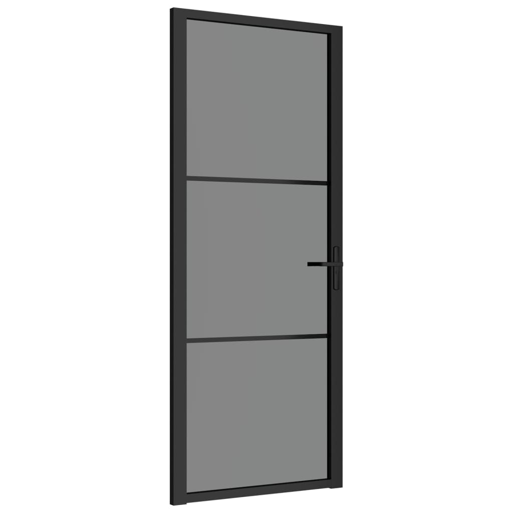 Интериорна врата 83x201,5 см черна ESG стъкло и алуминий