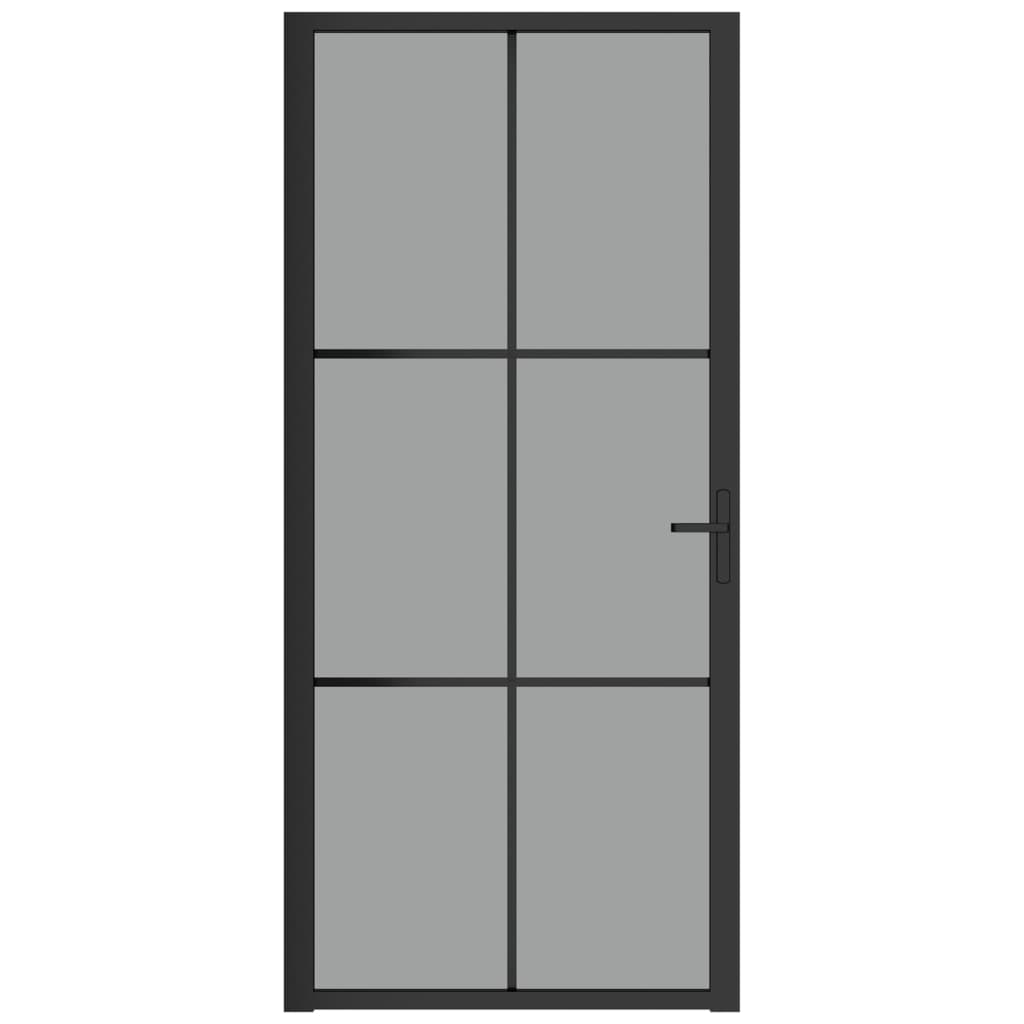 Интериорна врата 93x201,5 см черна ESG стъкло и алуминий