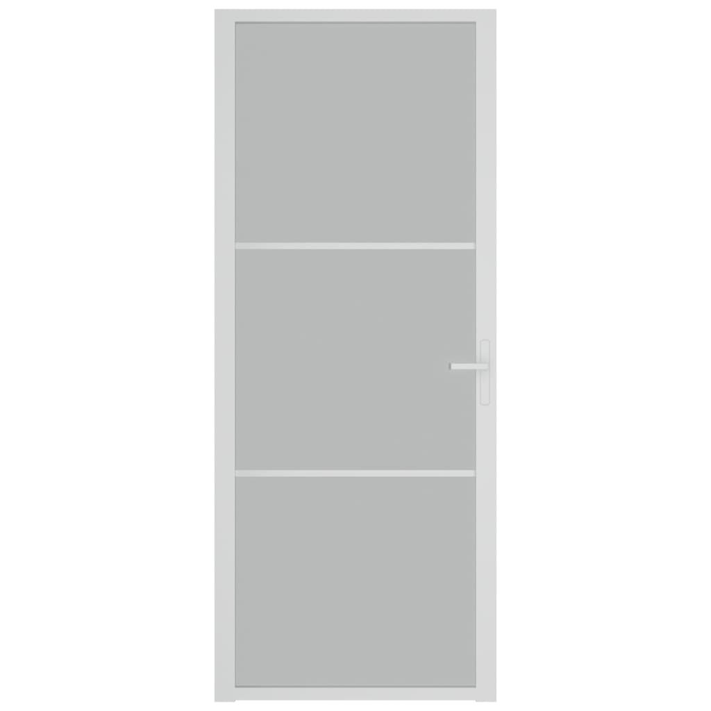 Интериорна врата, 83x201,5 см, бял мат, стъкло и алуминий