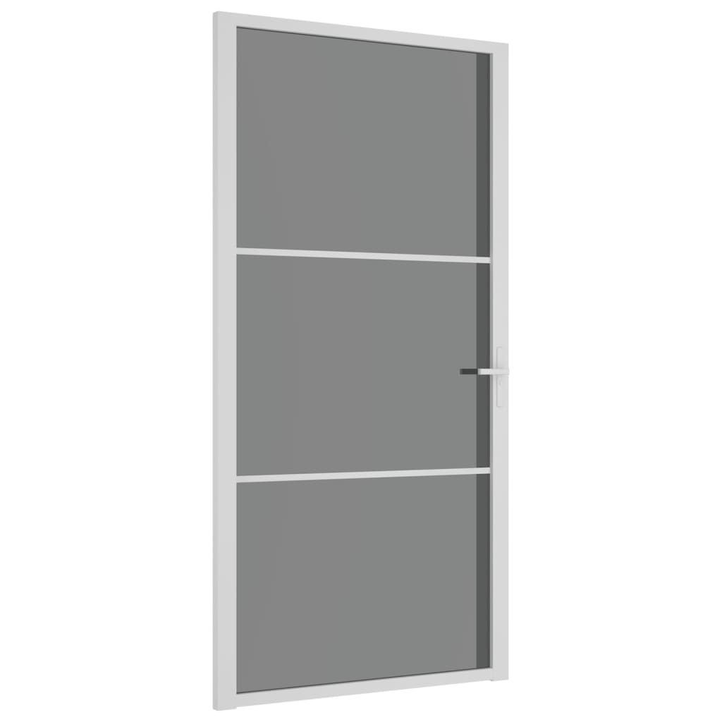 Интериорна врата, 102,5x201,5 см, бяла, ESG стъкло и алуминий