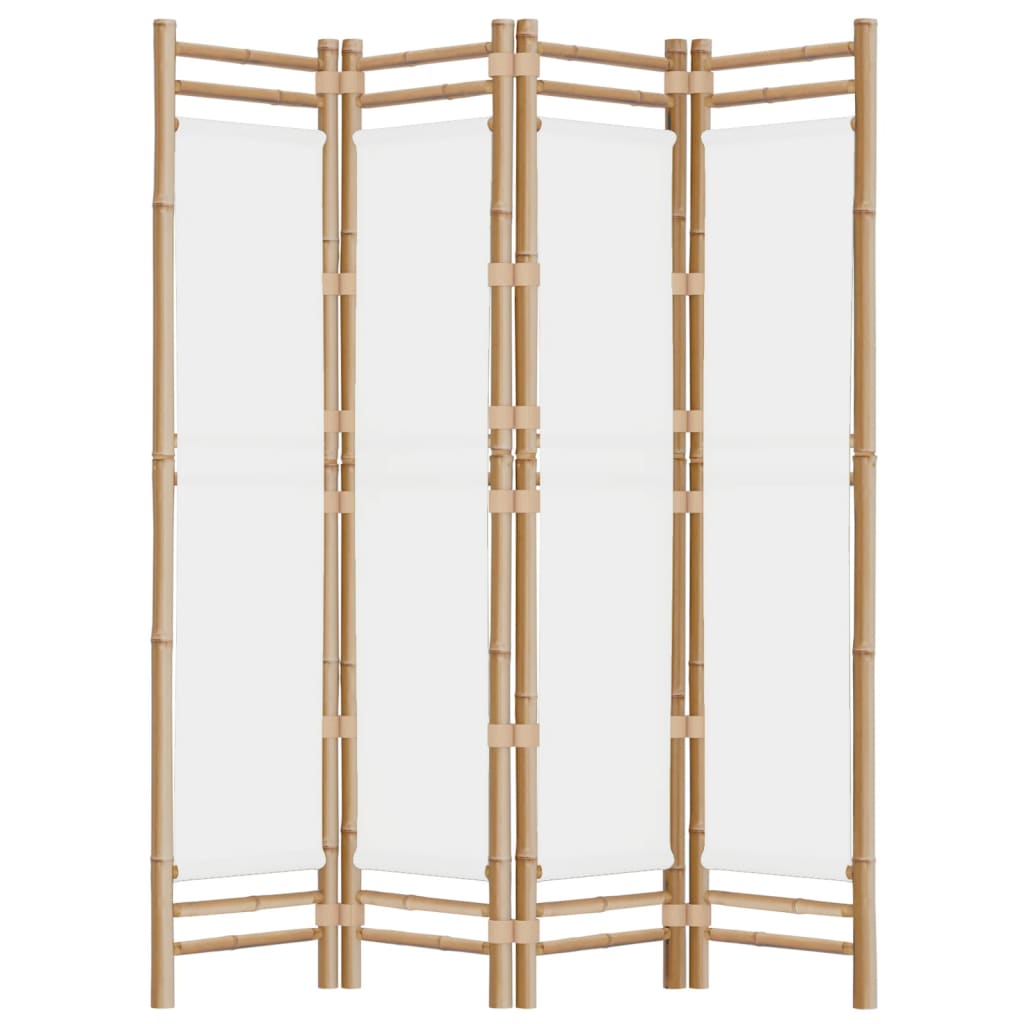 Сгъваема 4-панелна преграда за стая 160 см бамбук и платно