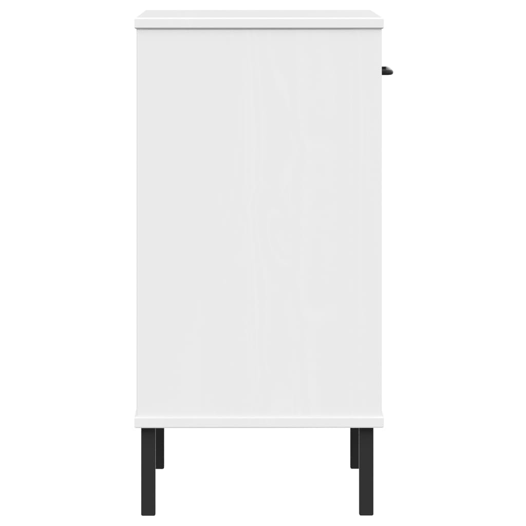 Конзолно шкафче с метални крака бяло бор масив OSLO