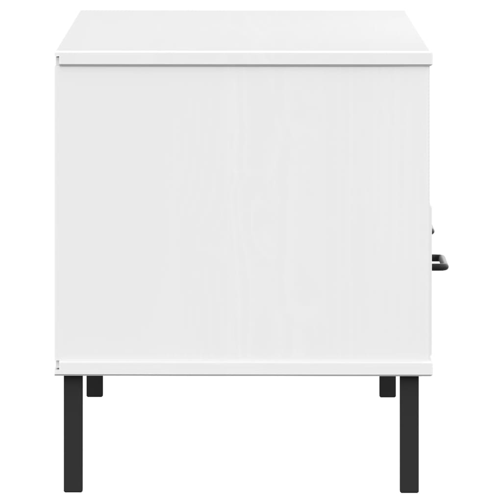 ТВ шкаф с метални крака бял бор масив OSLO