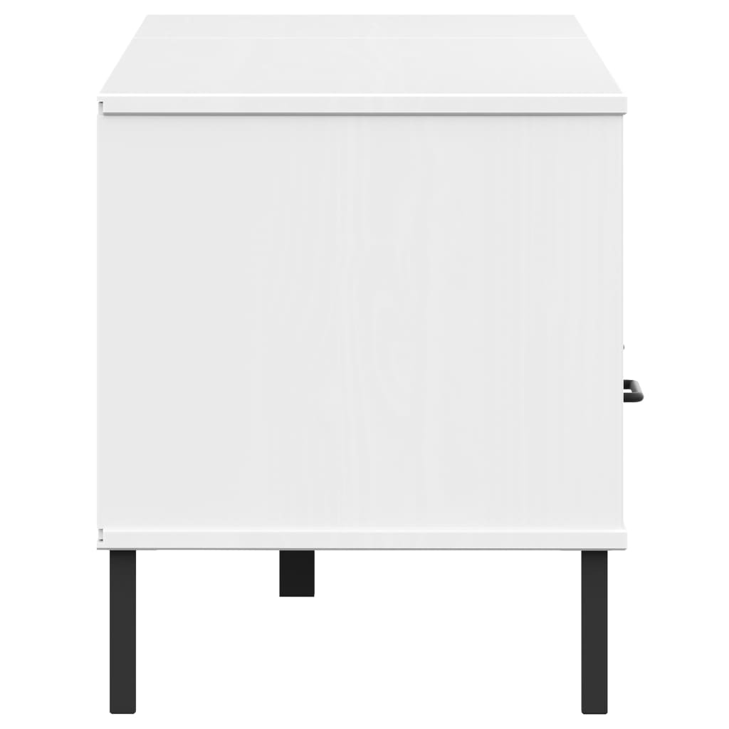 ТВ шкаф с метални крака бял бор масив OSLO