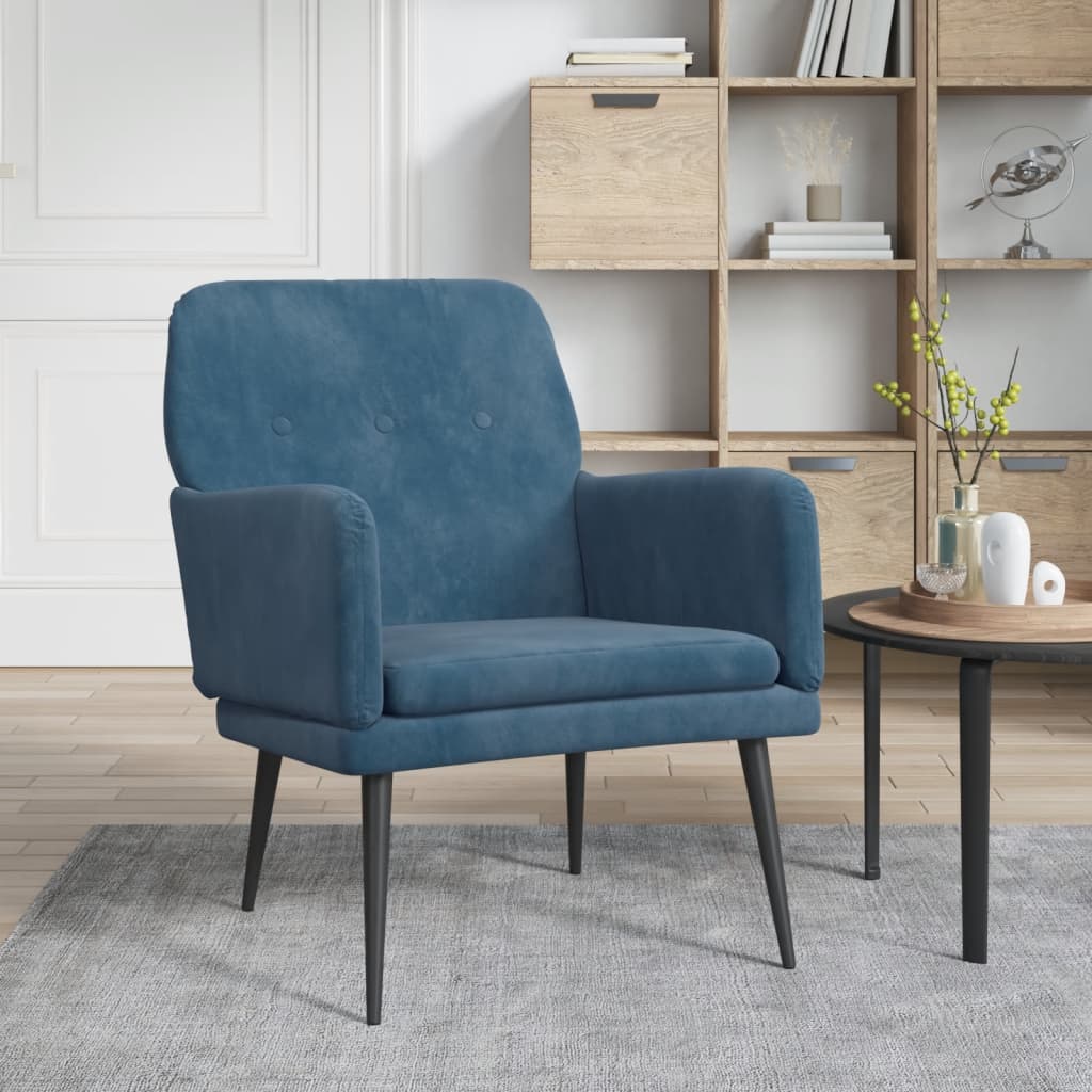 Кресло, синьо, 62x79x79 см, кадифе