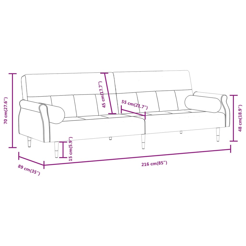 Разтегателен диван с възглавници, черен, кадифе