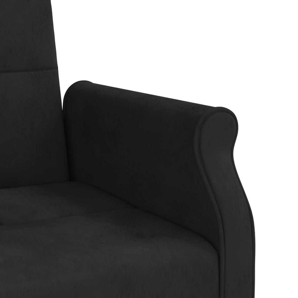 Разтегателен диван с възглавници, черен, кадифе