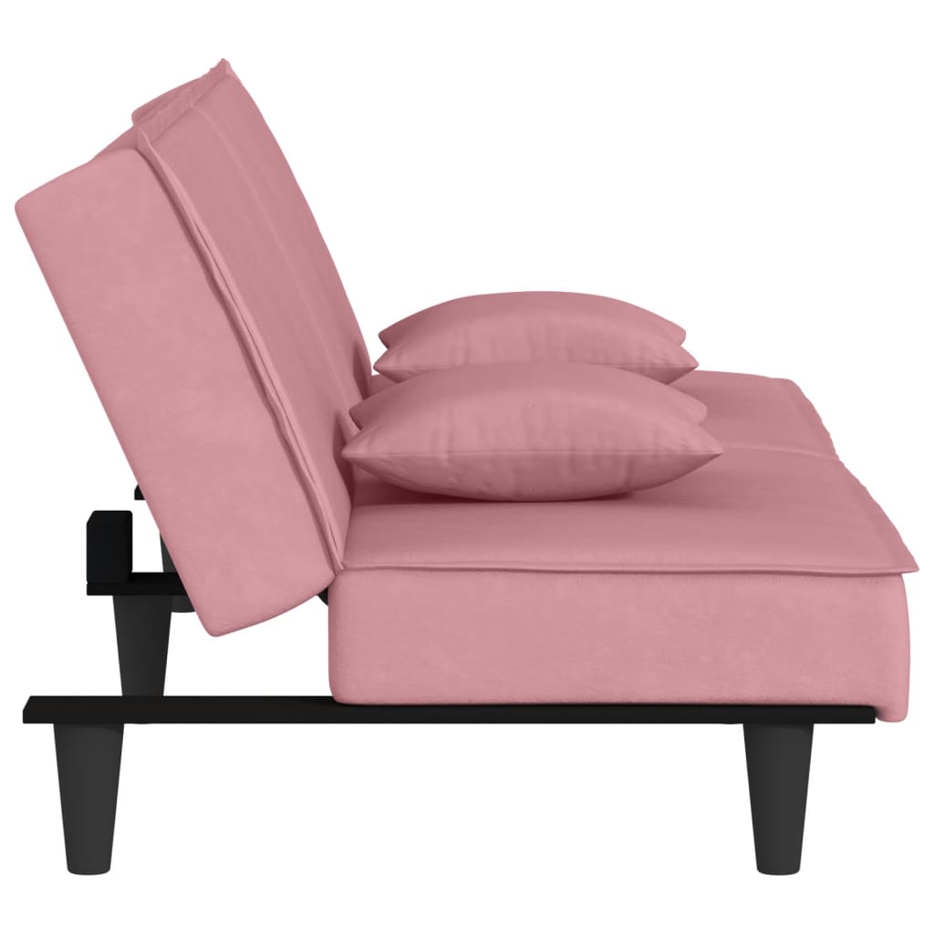 Разтегателен диван, розов, кадифе