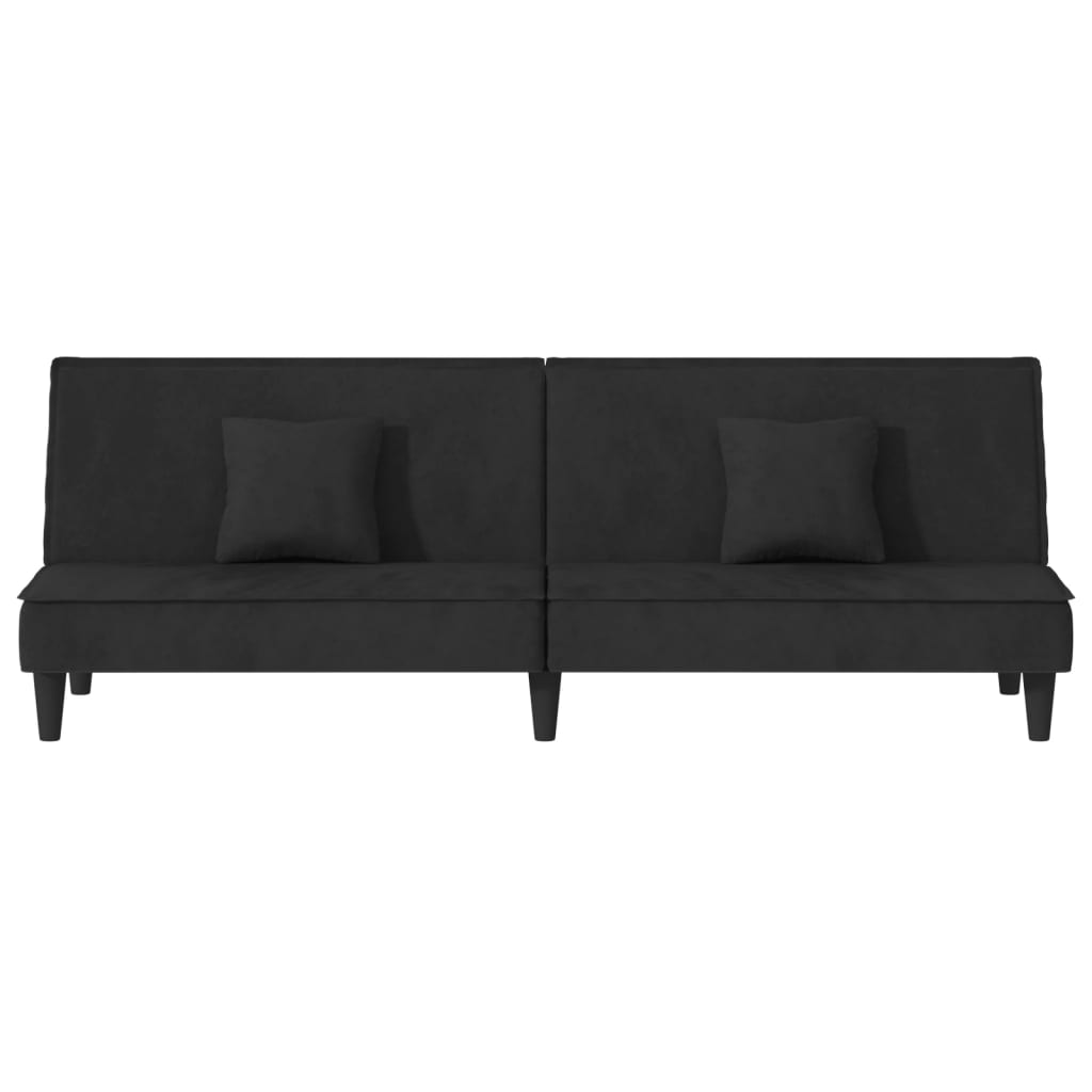 Разтегателен диван, черен, кадифе
