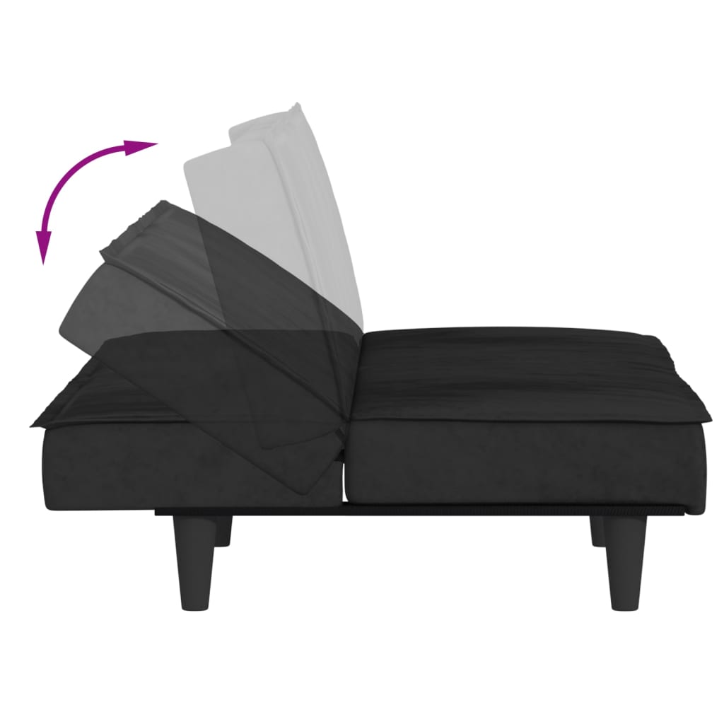 Разтегателен диван, черен, кадифе