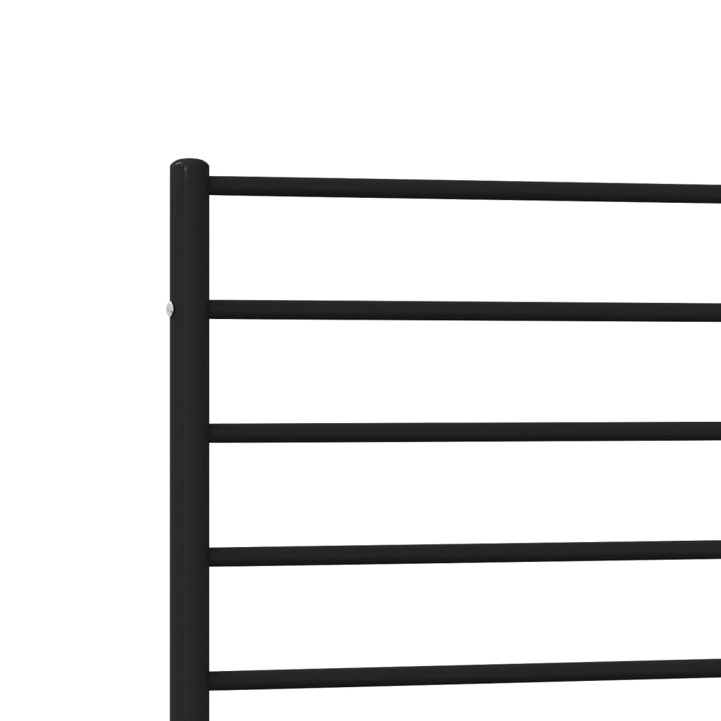 Метална рамка за легло с горна табла, черна, 90x200 см