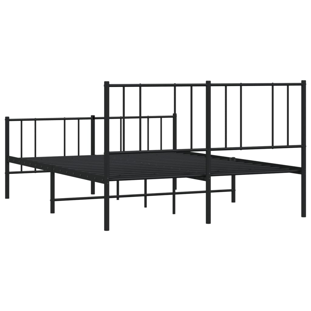 Метална рамка за легло с горна и долна табла, черна, 160x200 см