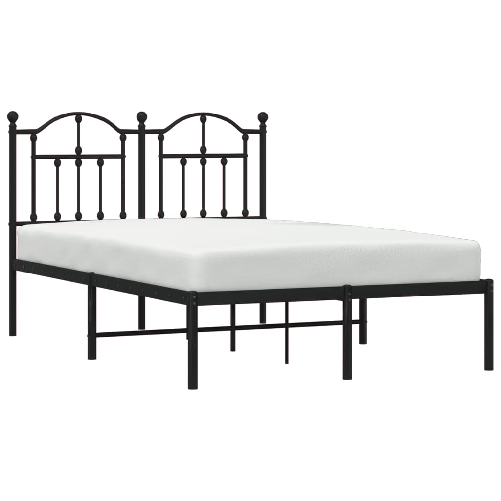 Метална рамка за легло с горна табла, черна, 120x190 см
