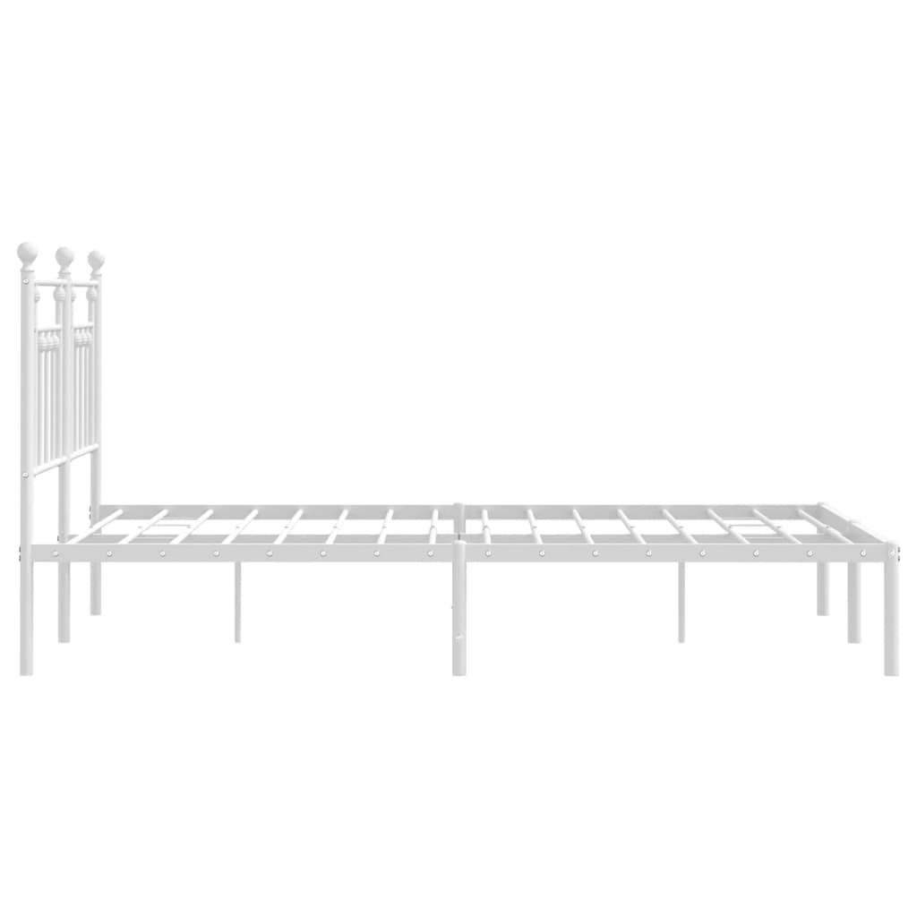 Метална рамка за легло с горна табла, бяла, 150x200 см