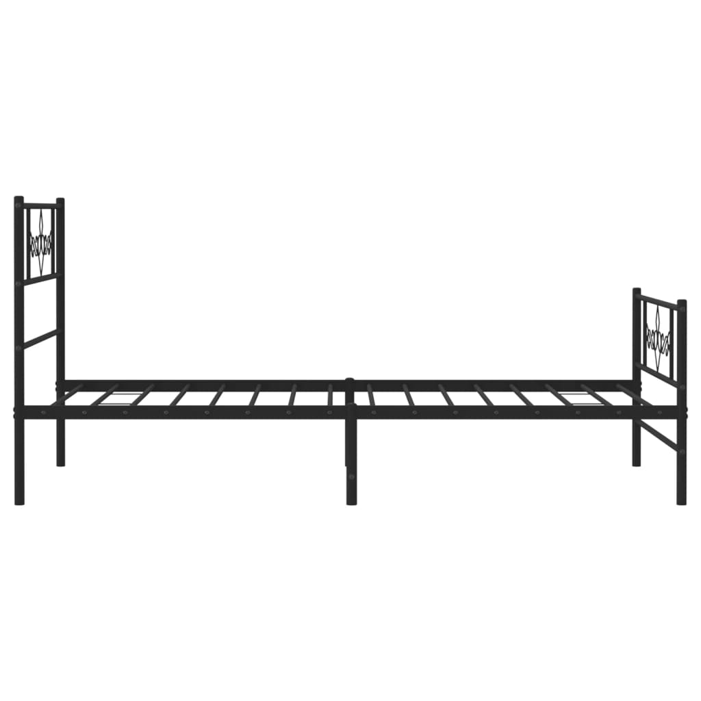 Метална рамка за легло с горна и долна табла, черна, 90x190 см