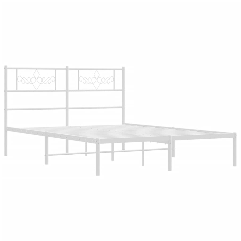 Метална рамка за легло с горна табла, бяла, 120x190 см