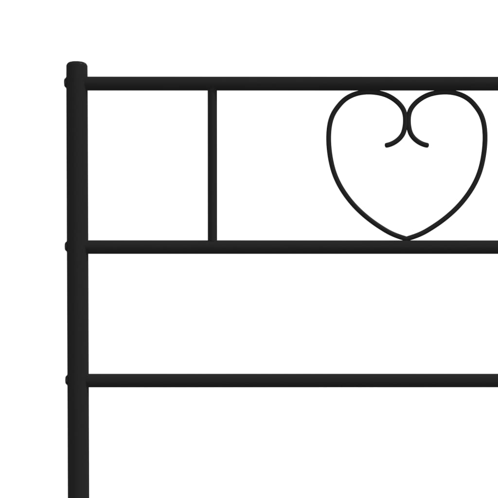 Метална рамка за легло с горна и долна табла, черна, 160x200 см