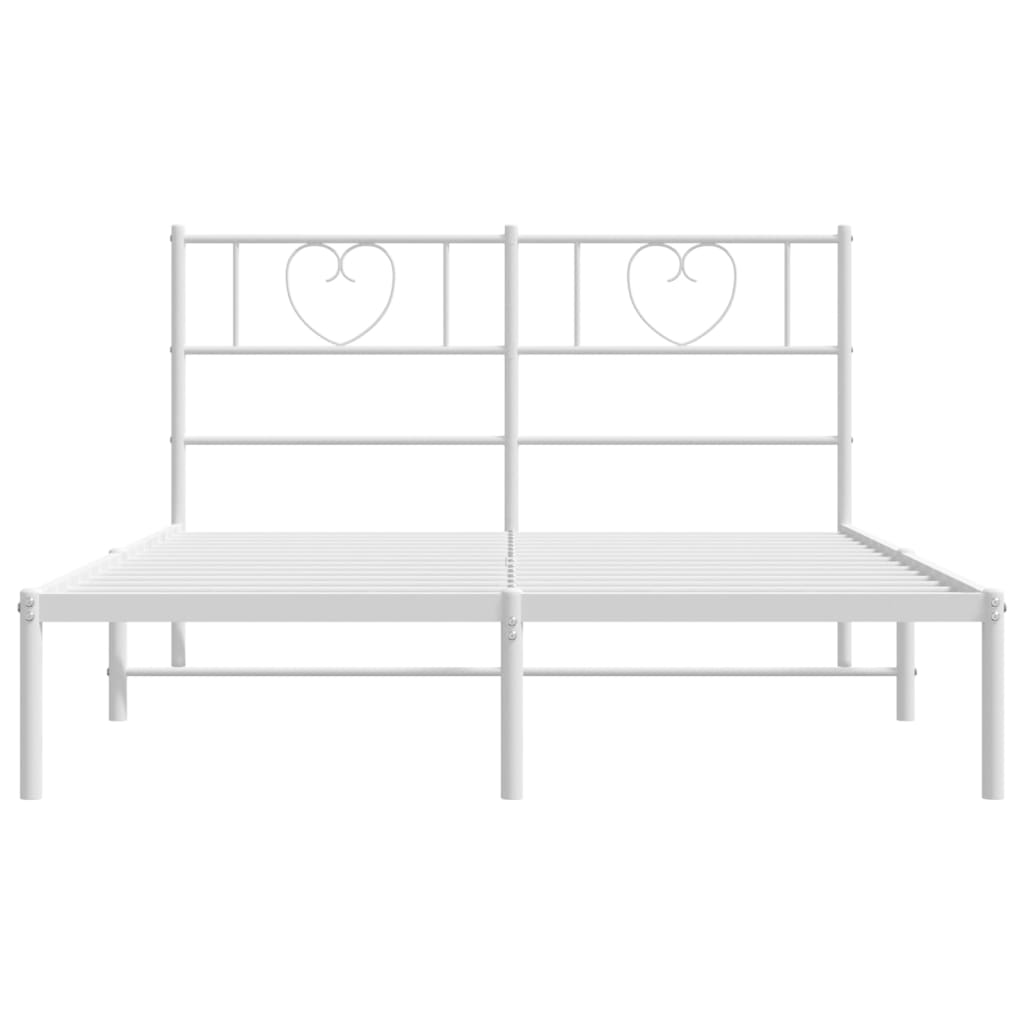 Метална рамка за легло с горна табла, бяла, 160x200 см