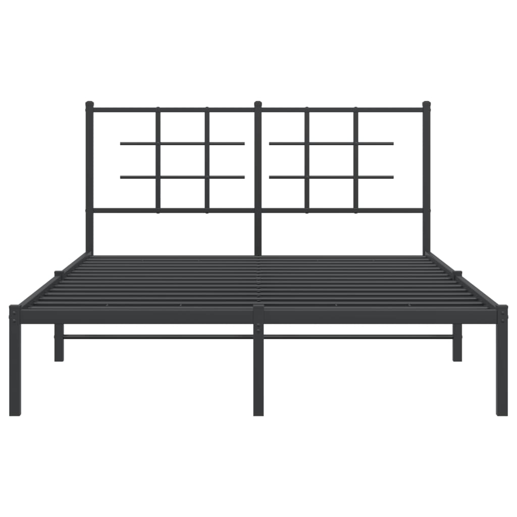 Метална рамка за легло с горна табла, черна, 140x200 см
