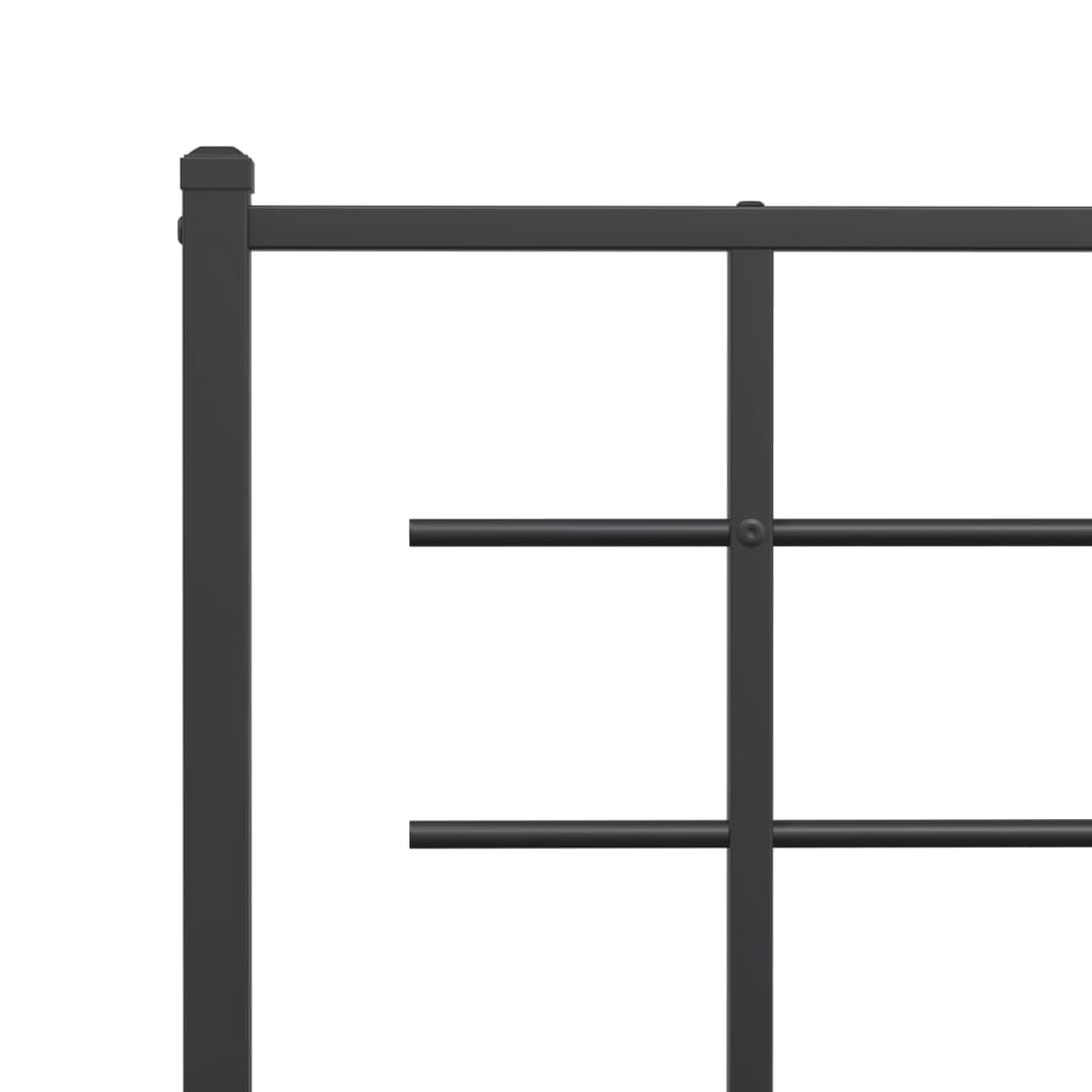 Метална рамка за легло с горна табла, черна, 140x200 см