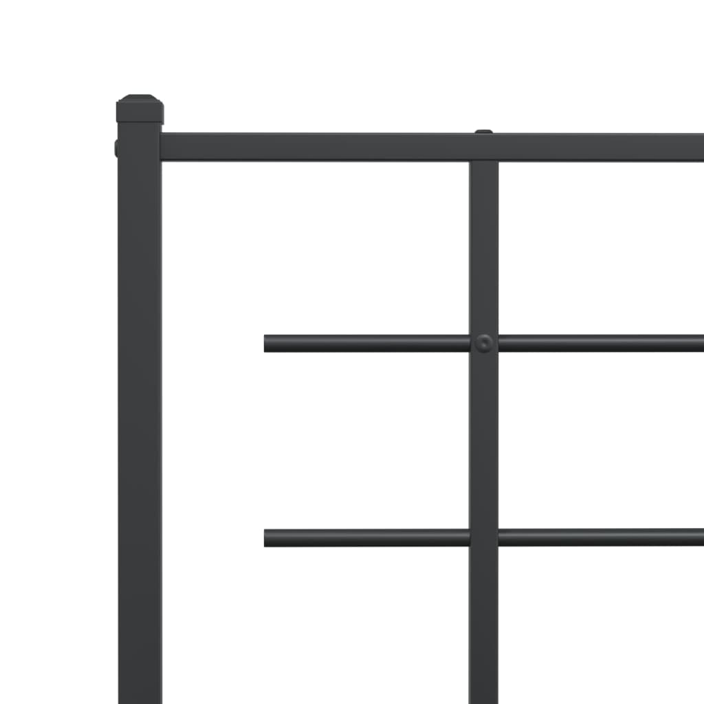 Метална рамка за легло с горна и долна табла, черна, 150x200 см