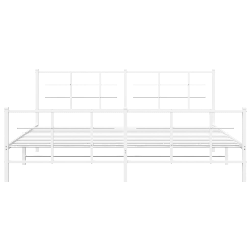 Метална рамка за легло с горна и долна табла, бяла, 193x203 см