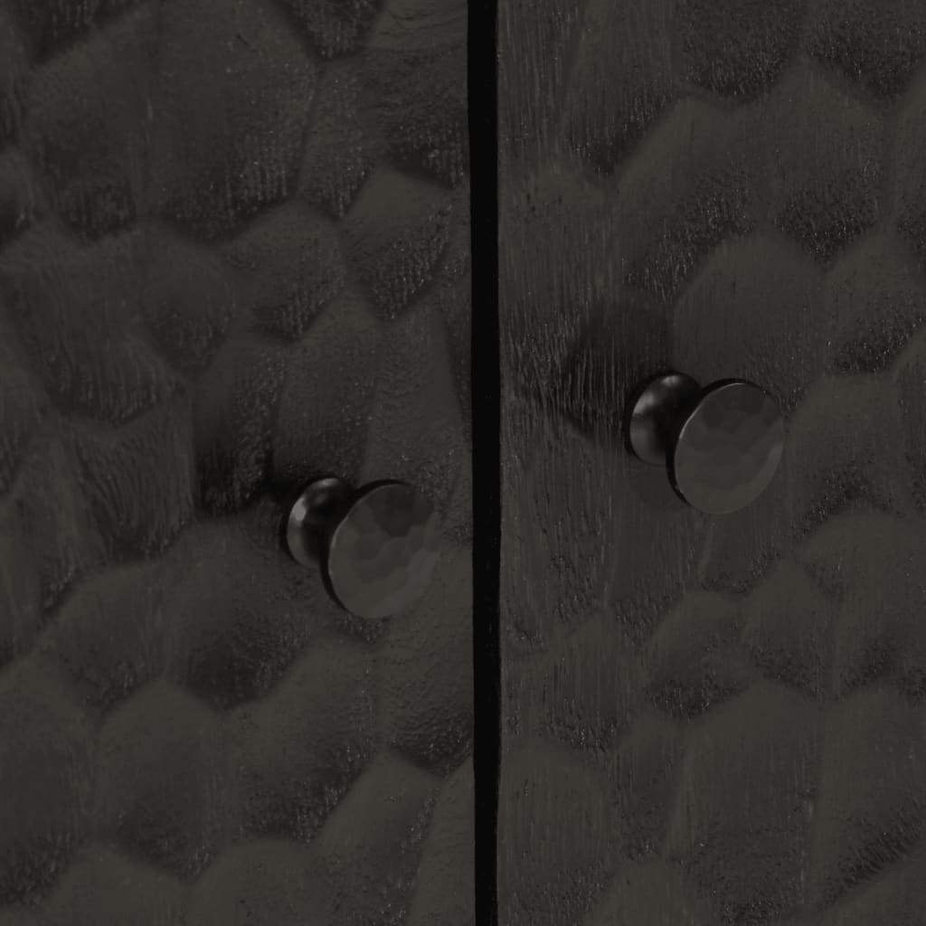 Нощно шкафче, черно, 50x33x60 см, мангово дърво масив