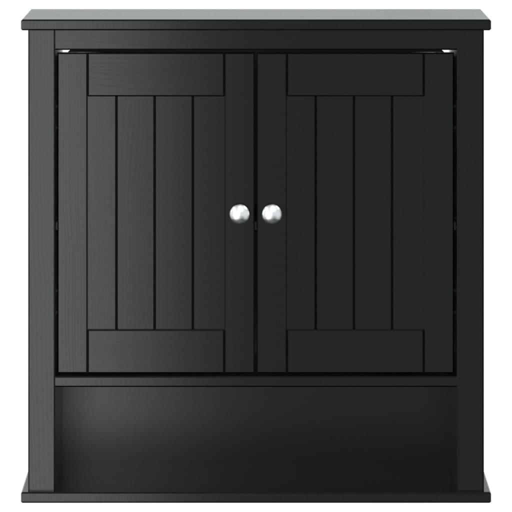 Шкаф за баня BERG, черен, 69,5x27x71,5 см, дърво масив