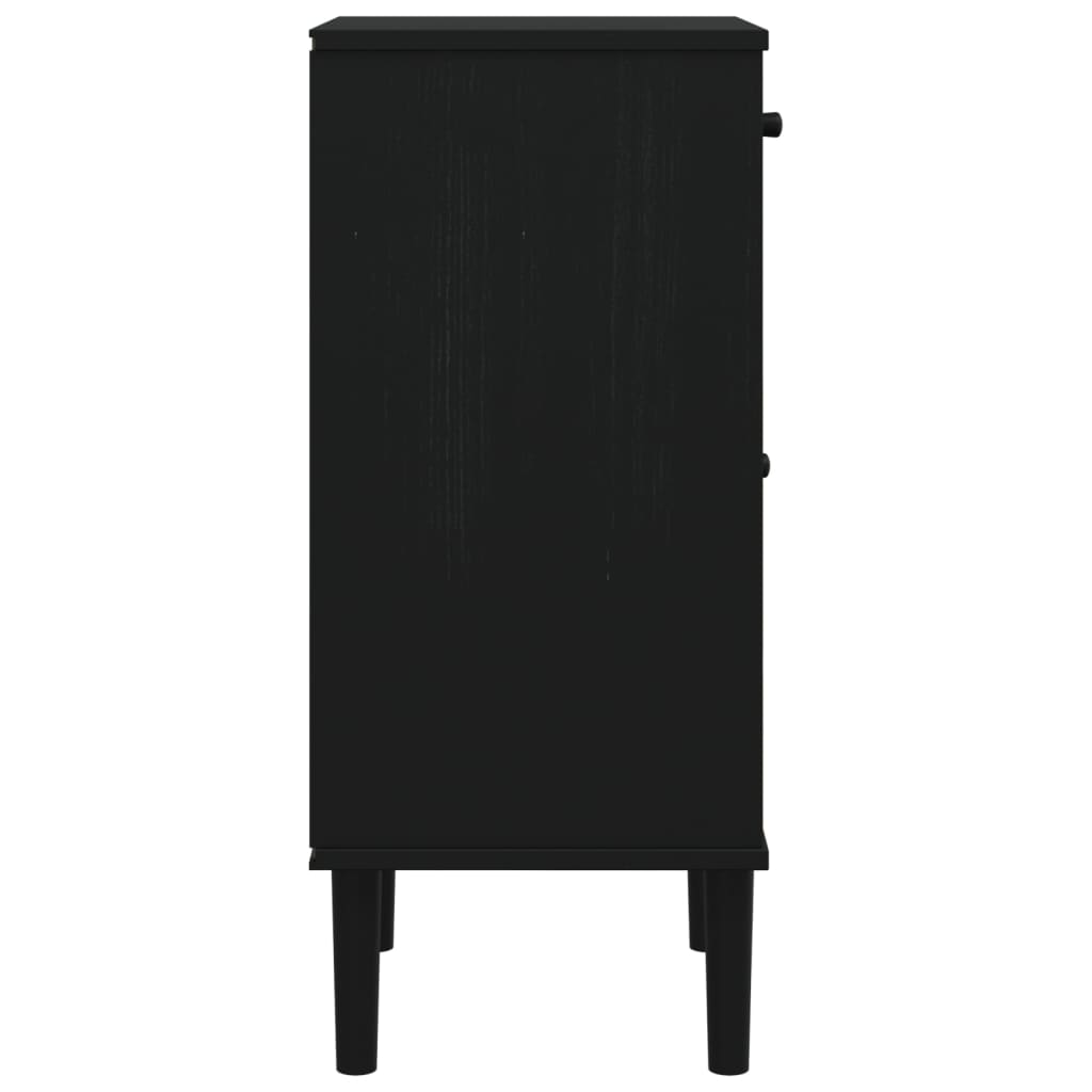 Нощно шкафче SENJA ратанова визия черно 40x35x80 см бор масив