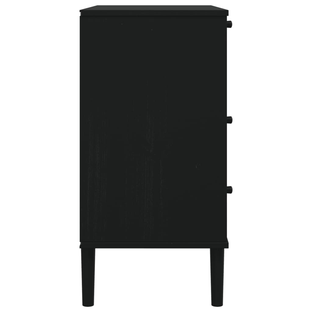 Шкаф с чекмеджета SENJA, черен, 80x40x80 см, бор масив