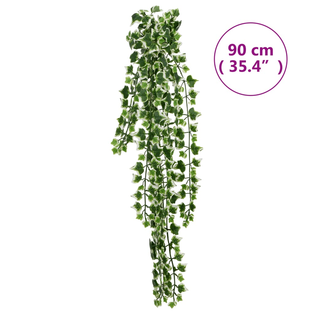 Изкуствени висящи растения 12 бр 339 листа 90 см зелено и бяло