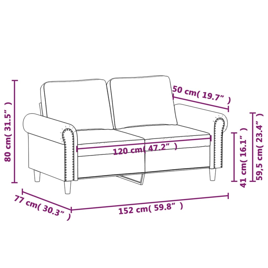 2-местен диван, син, 120 см, кадифе