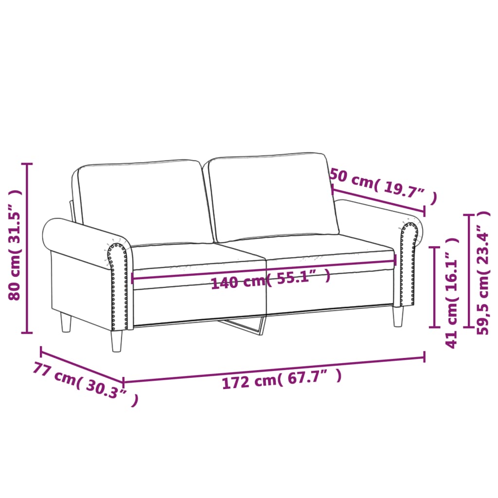 2-местен диван, светлосив, 140 см, кадифе