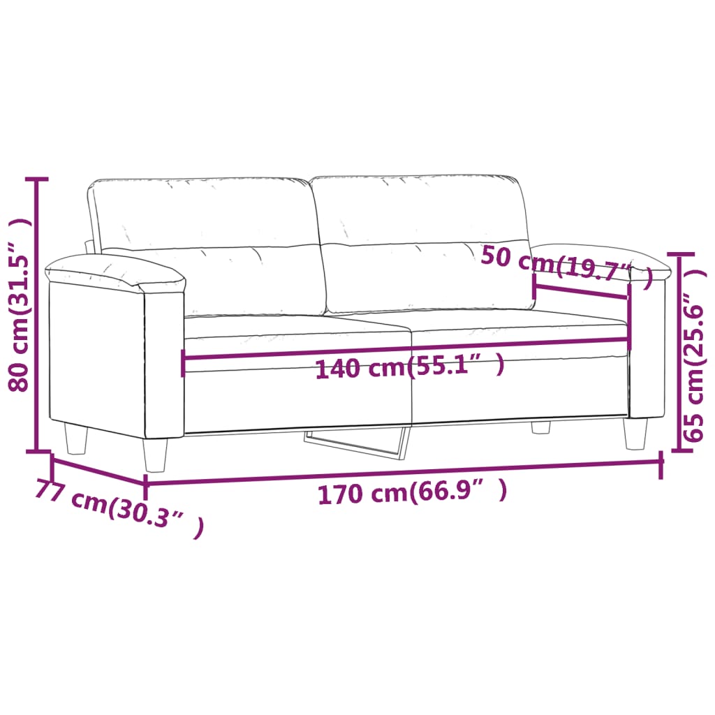 2-местен диван, светлосиво, 140 см, микрофибърен плат