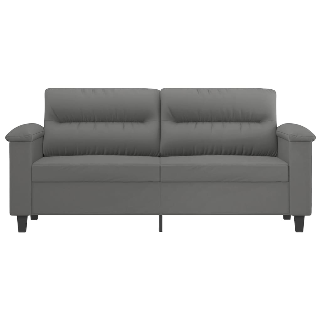 2-местен диван, Тъмносив, 140 см, микрофибърен плат