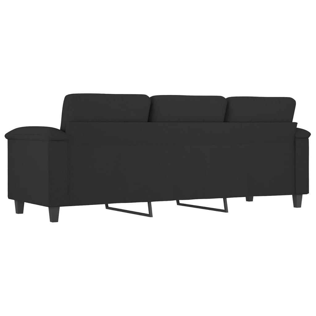 3-местен диван, черен, 180 см, микрофибърен плат