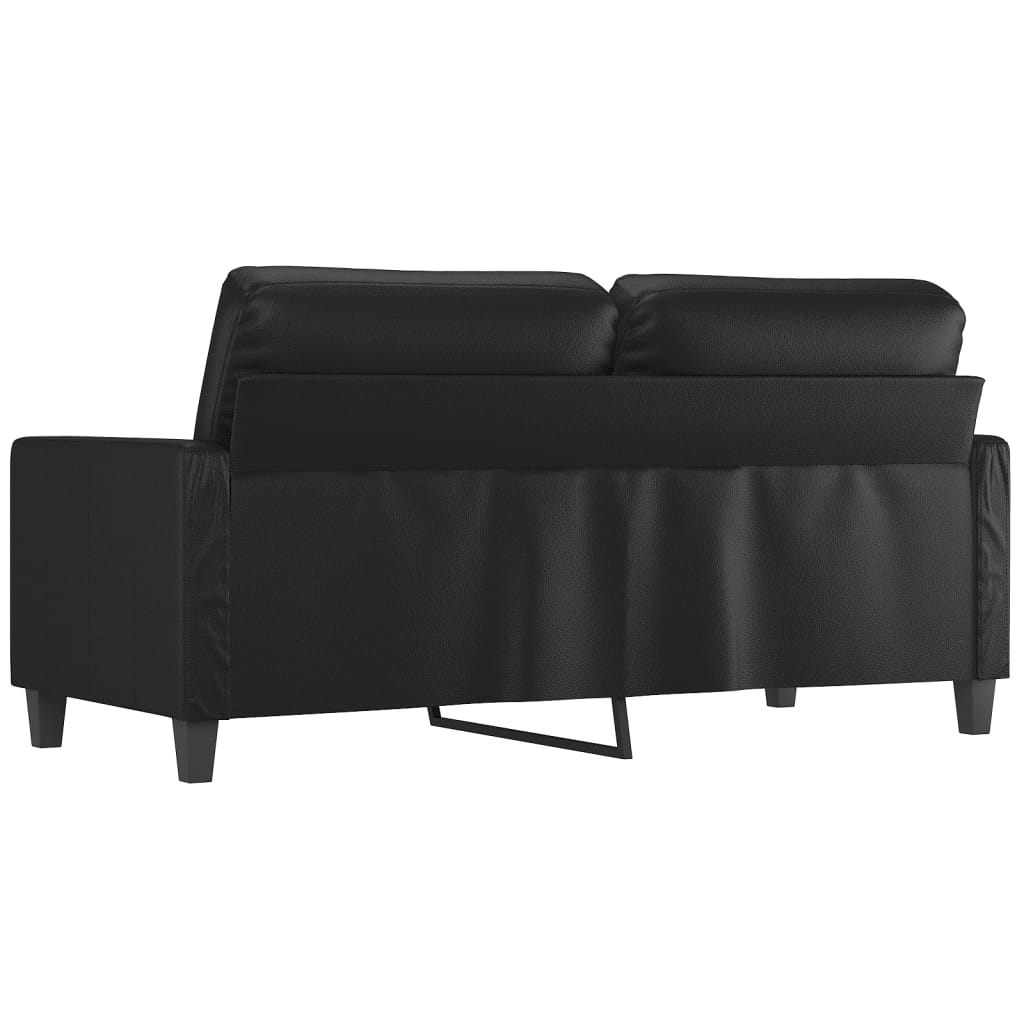 2-местен диван, черен, 140 см, изкуствена кожа