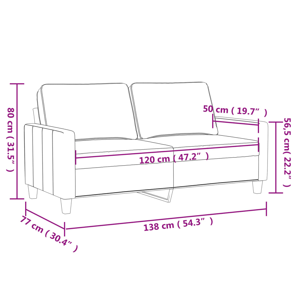 2-местен диван, кафяв, 120 см, кадифе