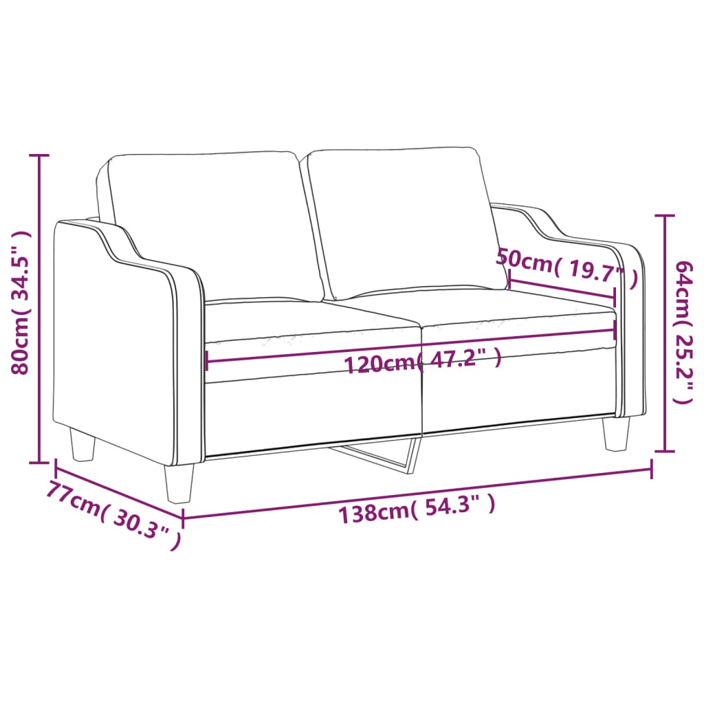 2-местен диван, Тъмносив, 120 см, плат