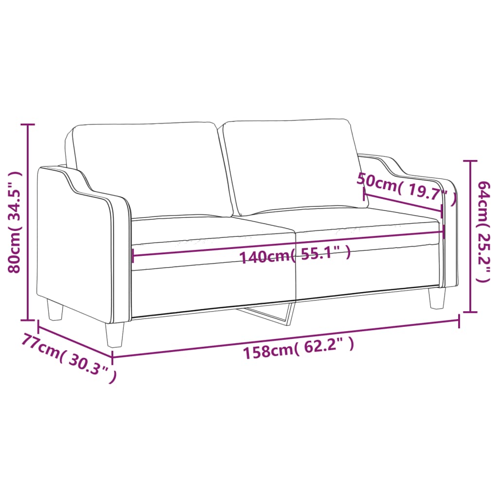 2-местен диван, светлосив, 140 см, плат