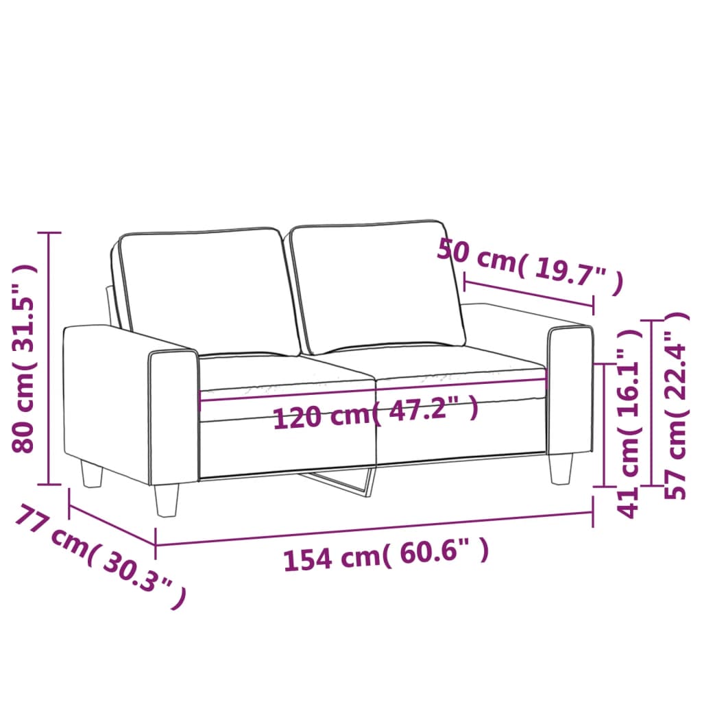 2-местен диван, светложълт, 120 см, плат