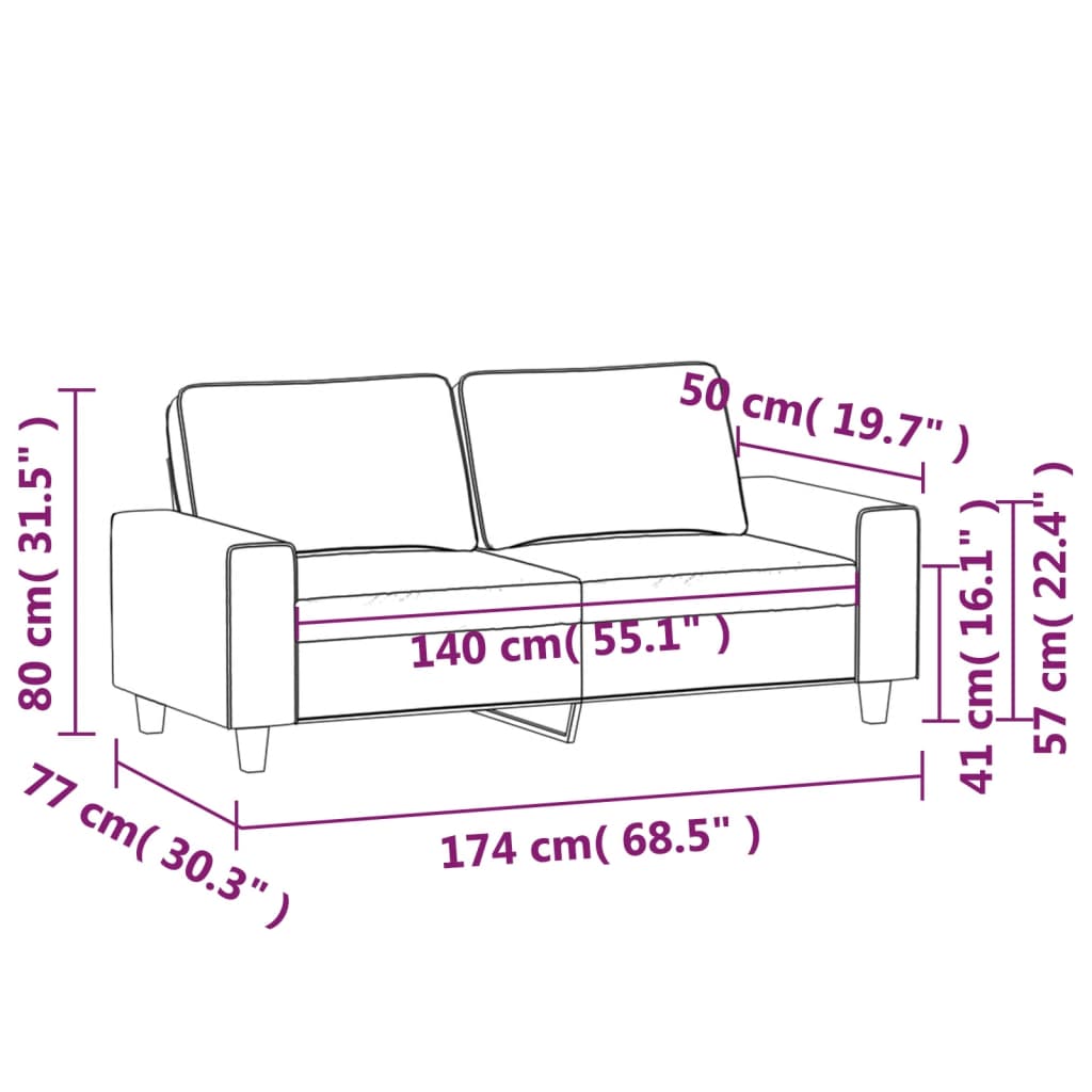 2-местен диван, кремав, 140 см, текстил