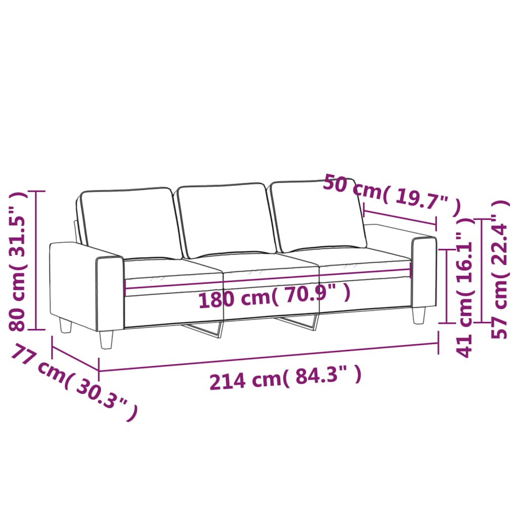 3-местен диван, таупе, 180 см, плат