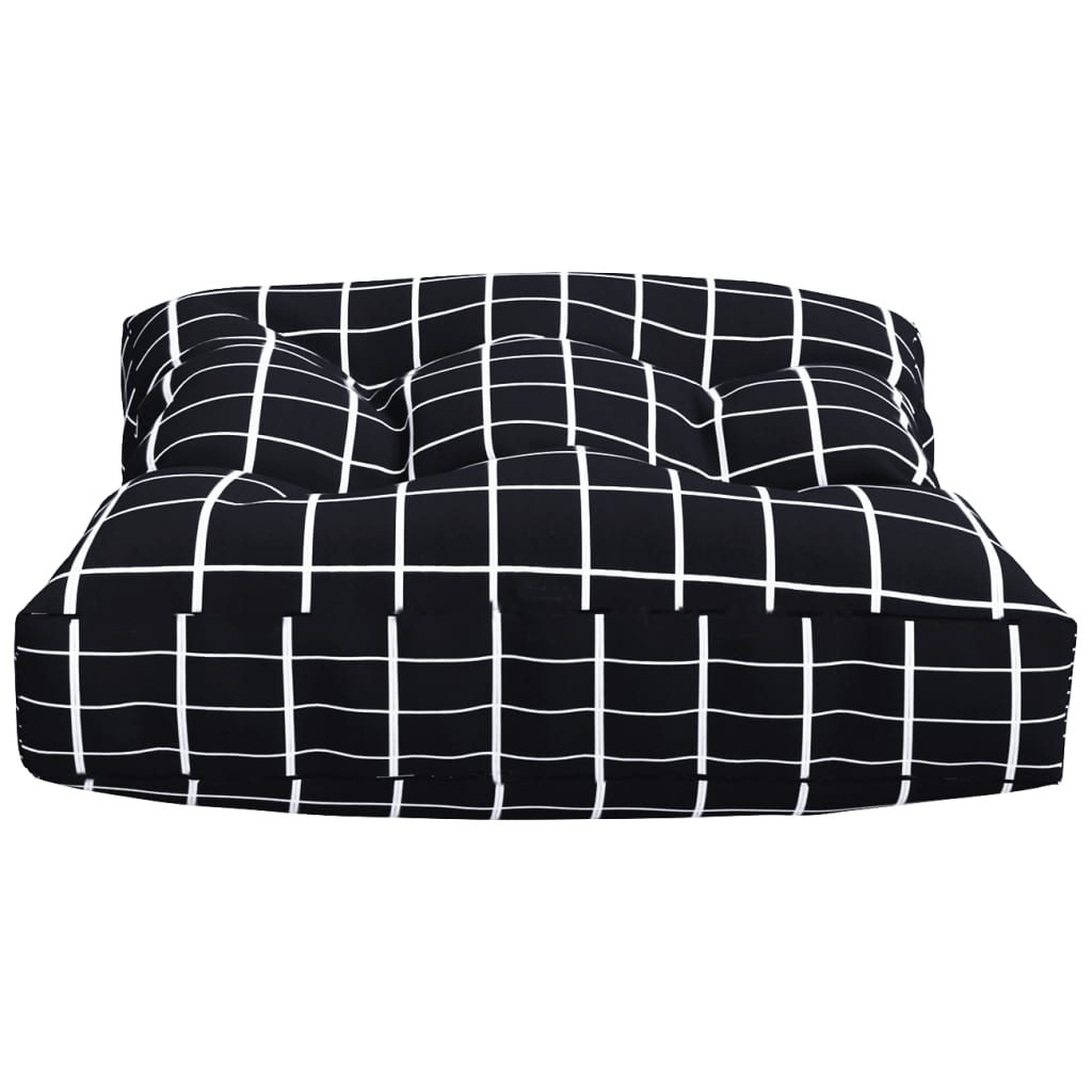 Палетни възглавници за дивани, 2 бр, черно каре, текстил