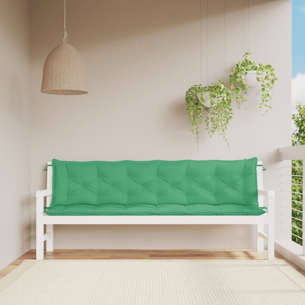 Възглавници за градински пейки 2 бр зелено 200x50x7 см плат