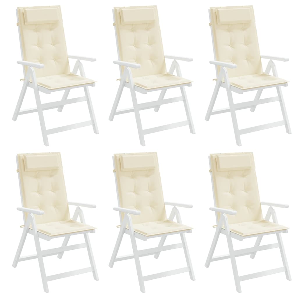 Възглавници за столове с облегалка 6 бр кремави Оксфорд плат